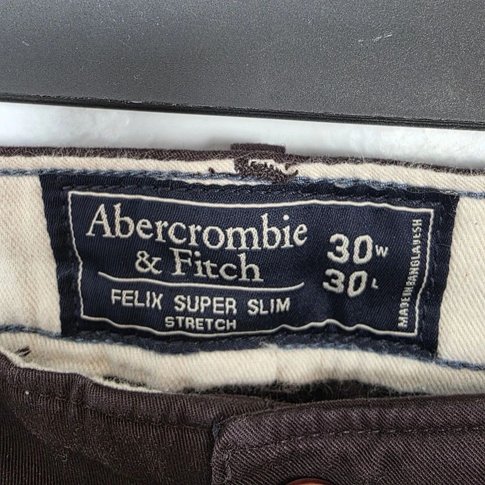 Abercrombie & Fitch Brown Felix Super Slim Stretch Low Rise Jeans Pants Sz 30x30